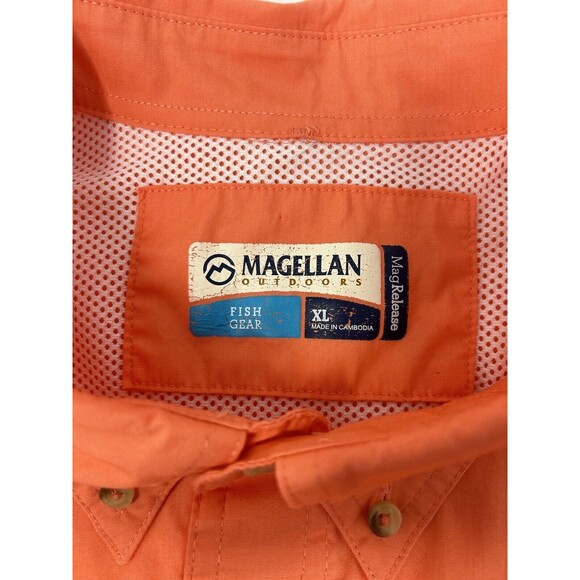 Magellan Outdoor Fish Gear Mens Vented Orange Short Sleeve Shirt Size XL - Picture 6 of 10
